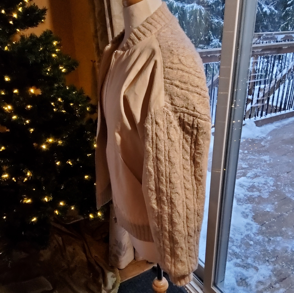 Anthropologie Beige Bomber Jacket - Picture 4 of 8